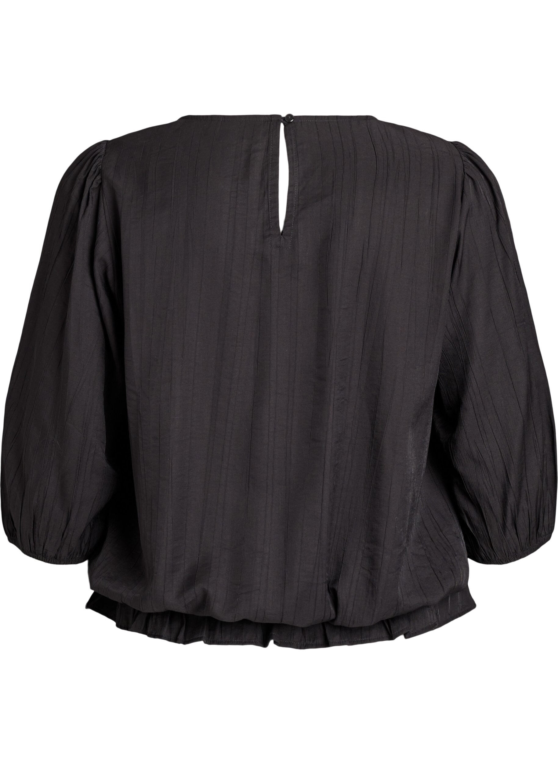 ZizziViscose blouse met 3/4 mouwen en balloneffect, Zwart, Packshot image number 1