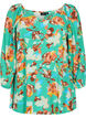 Bedrukte viscose blouse met 3/4 mouwen, Groen, Packshot image number 0