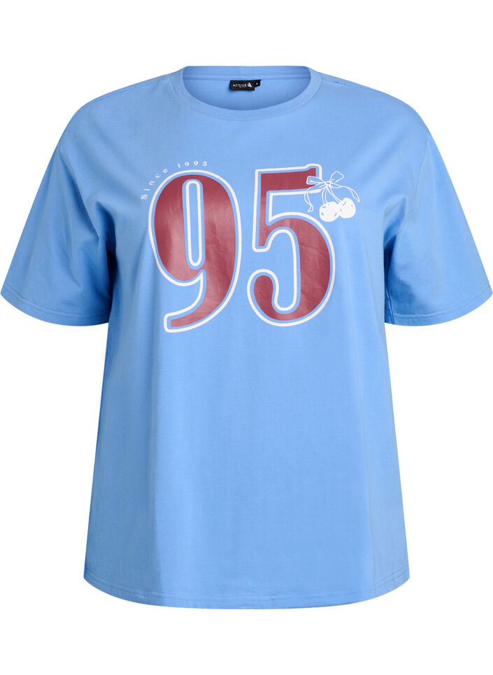 Sportief T-shirt in biologisch katoen, Blauw, Packshot image number 0