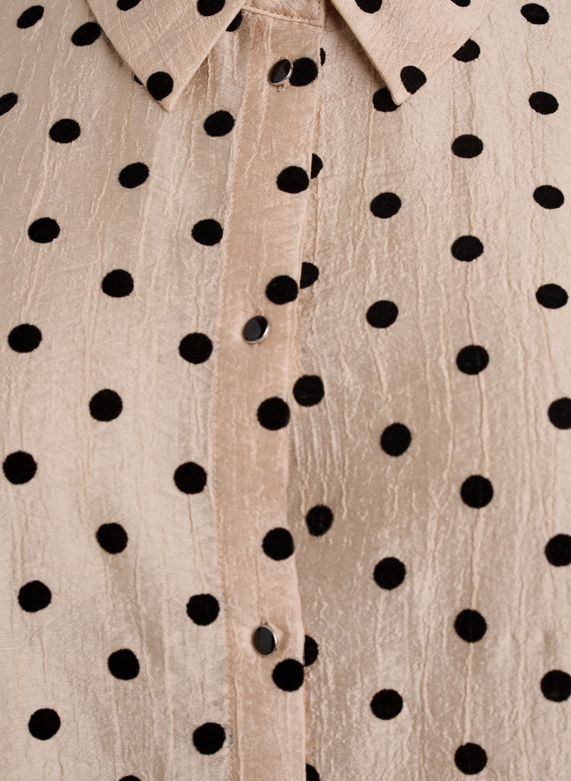 ZizziMidi overhemdjurk met polka dots en 3/4 mouwen, Beige, Packshot image number 2