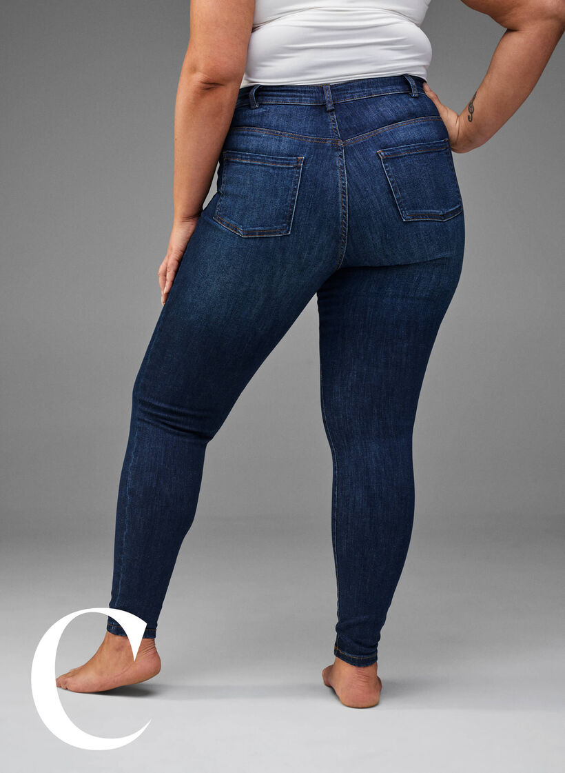 Super smalle jeans met hoge taille, Dark Blue, Model