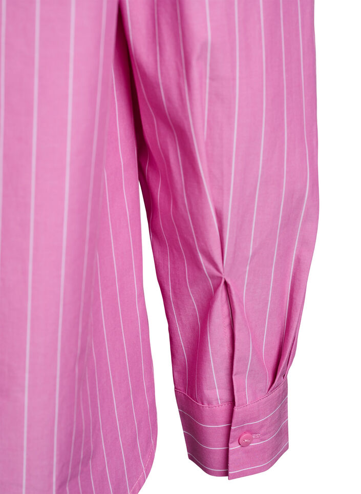 Overhemdbluse met krijtstreep en strikdetail achteraan, Roze, Packshot image number 3