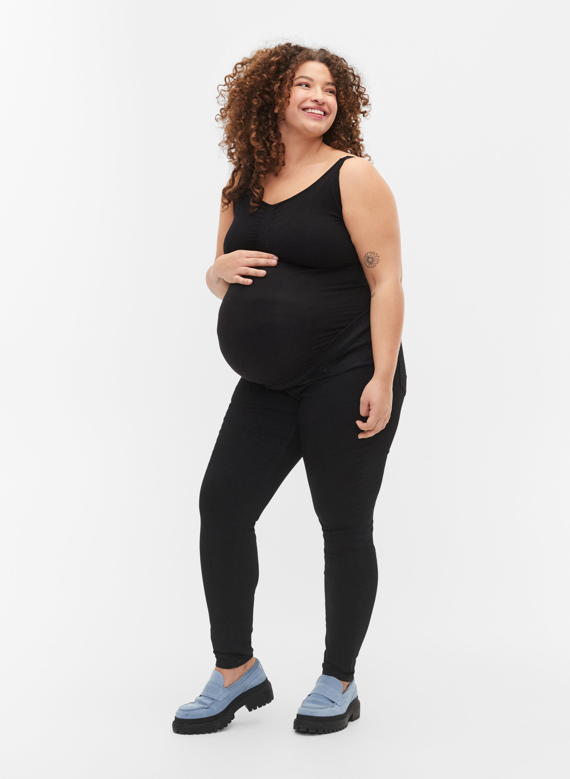 Zwangerschaps jeggings in katoenmix, Zwart, Model