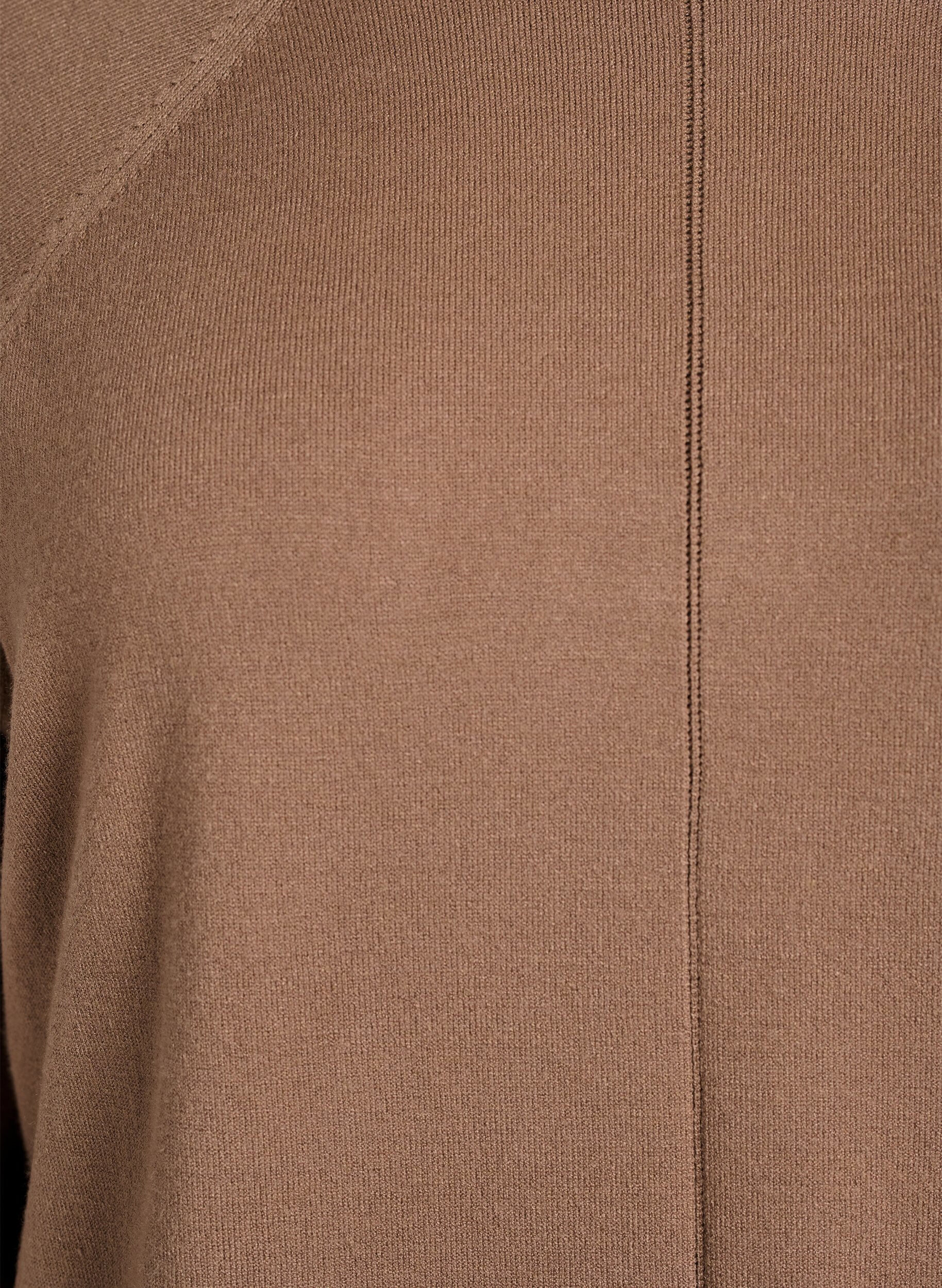 ZizziBreigoed blouse met ronde hals en gebreid patroon, Bruin, Packshot image number 2