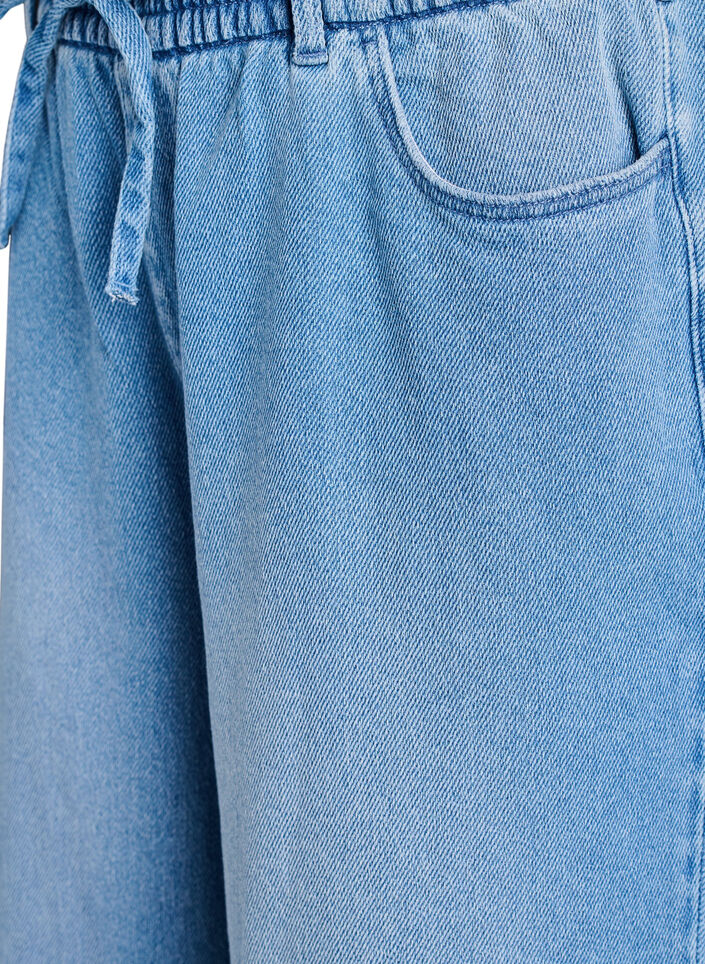 Losse pasvorm jeans met een elastische tailleband en een trekkoord, Blauw, Packshot image number 2