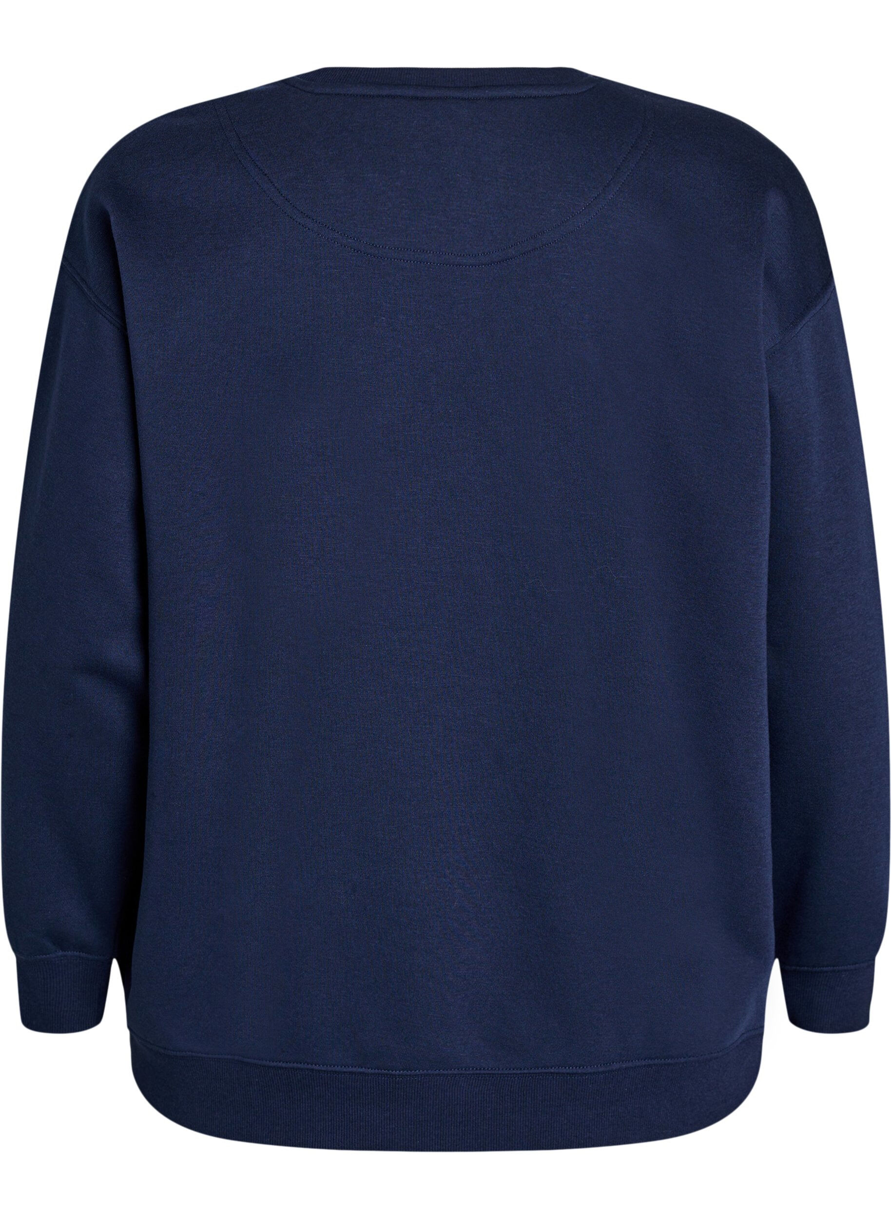 ZizziSportief sweatshirt met print, Blauw, Packshot image number 1