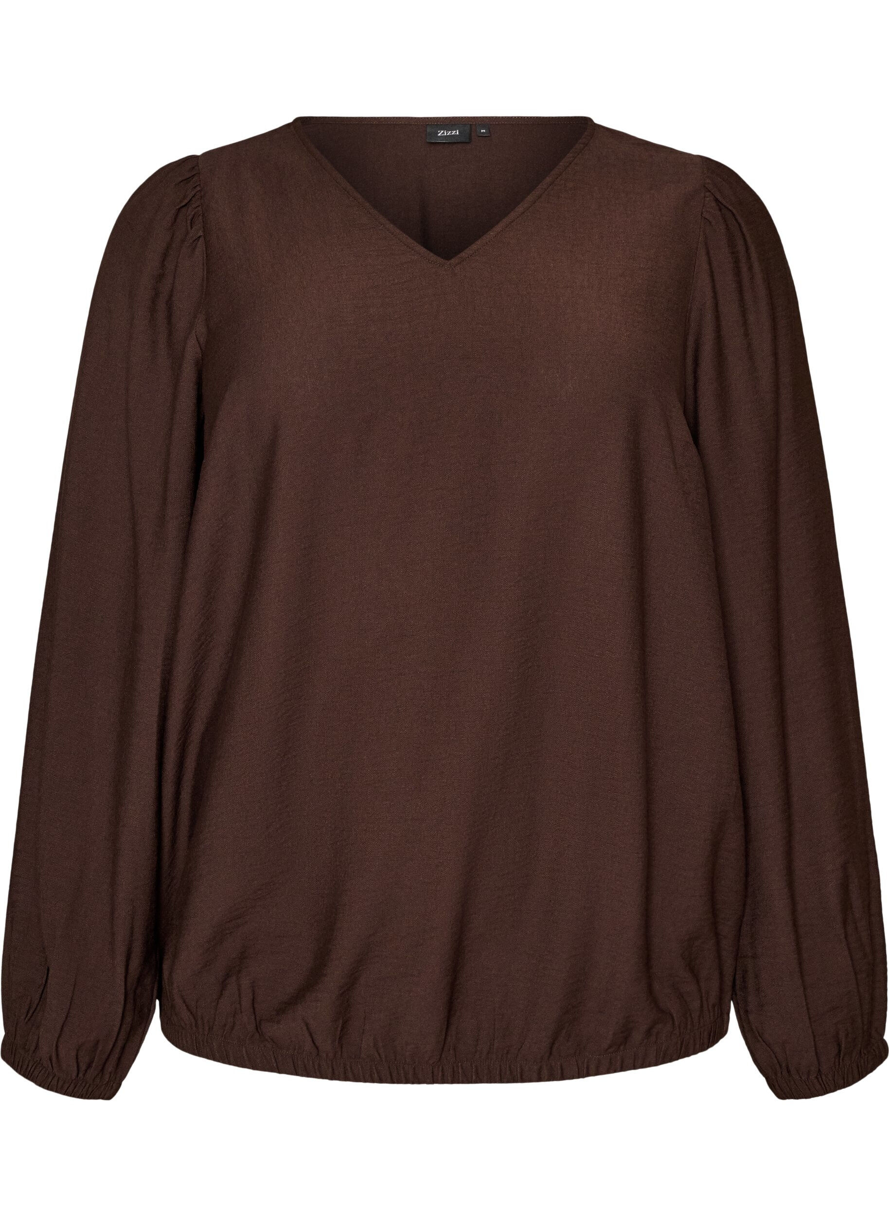 Viscose blouse met V-hals en ballonvormig silhouet