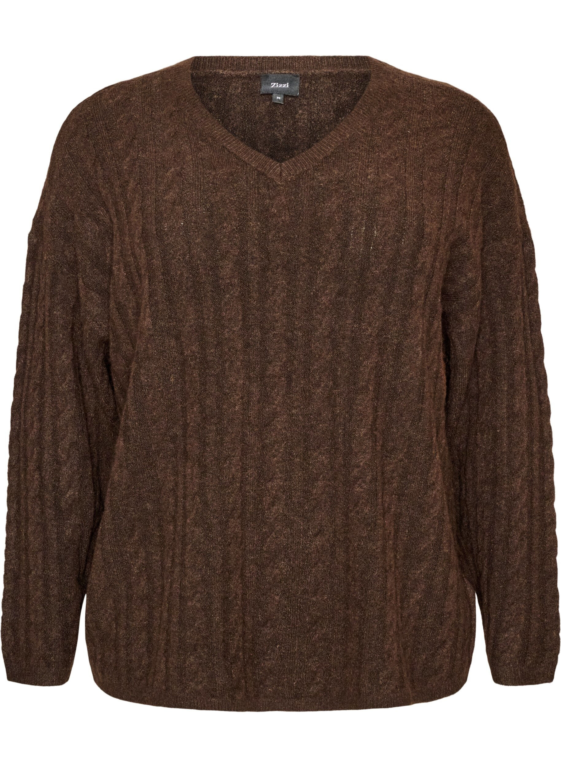 Gebreide blouse met kabelpatroon en V-hals