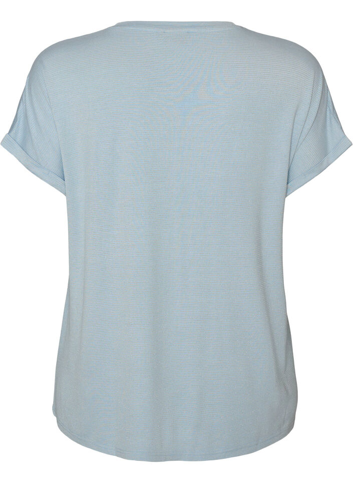 Viscose T-shirt met glitterstrepen, Blauw, Packshot image number 1