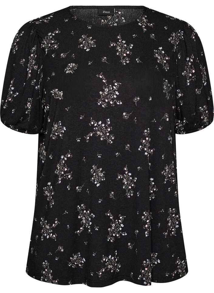 Blouse met korte mouwen, Zwart, Packshot image number 0