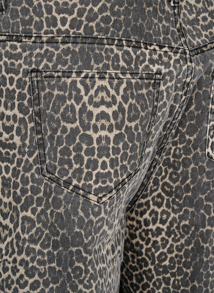 Luipaardprint denim bermuda shorts, Bruin, Packshot image number 3