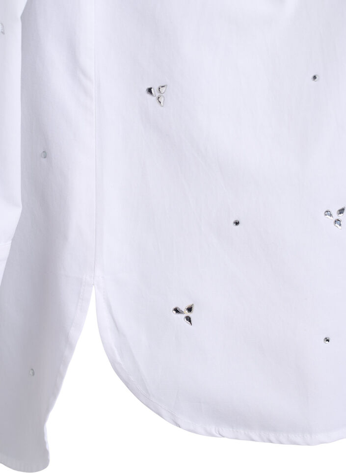 Shirt met strassteentjes, Wit, Packshot image number 3