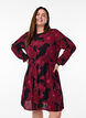 Viscose jurk met print en lange mouwen, Donker Bordeaux, Model image number 0