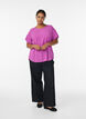 Blouse met korte mouwen en een ronde halslijn, Paars, Model image number 1