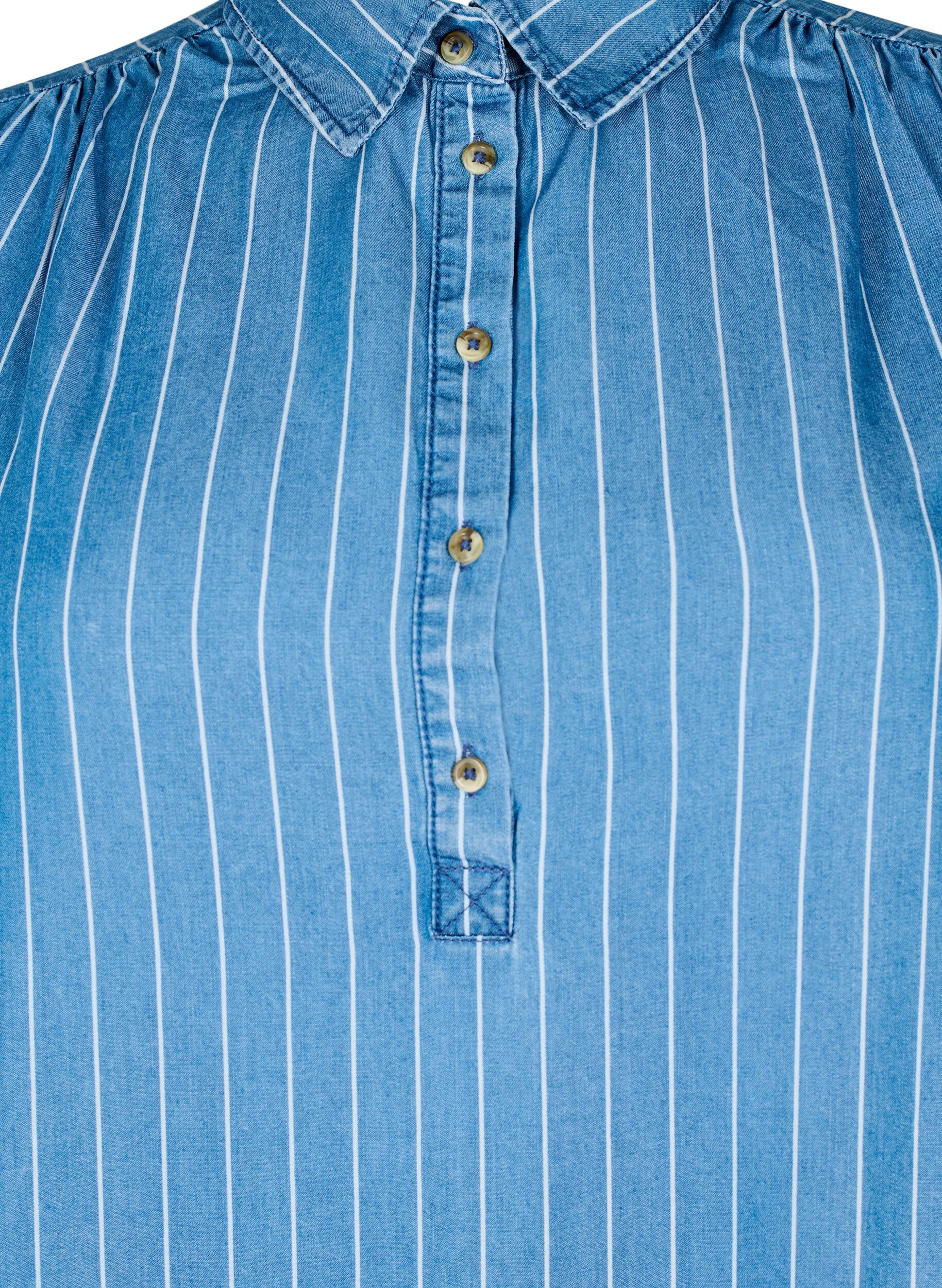 ZizziGestreepte TENCEL&trade; denim tuniek, Blauw, Packshot image number 2