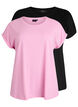 2-pack T-shirts met korte mouwen, Roze, Packshot image number 0