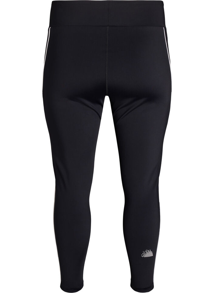 Trainingpanties 7/8-lengte met sportief contrasterende biezen, Zwart, Packshot image number 1