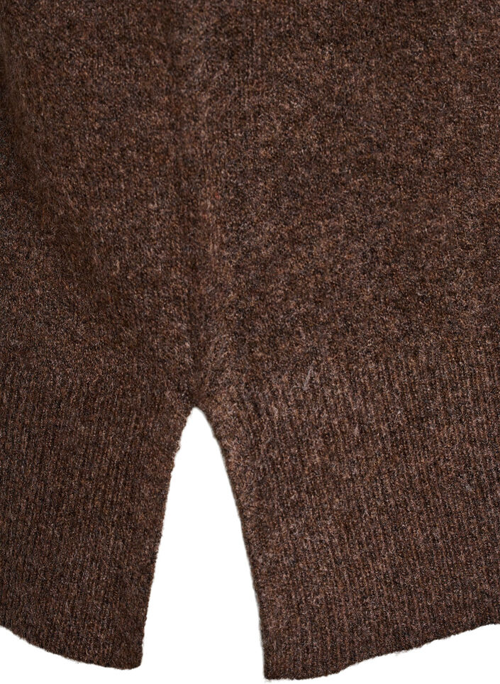 Gebreid vest met geribbelde randen, Bruin, Packshot image number 3