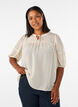 Blouse in seersucker met strikkoord, Beige, Model image number 0