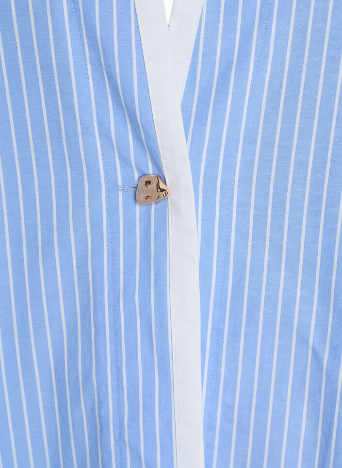 Gestreept shirt met decoratieve sluiting, Light Blue Stripe , Packshot