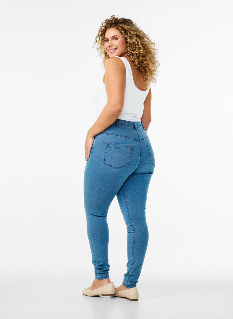 super slim fit Amy jeans met hoge taille, Blauw, Model image number 1