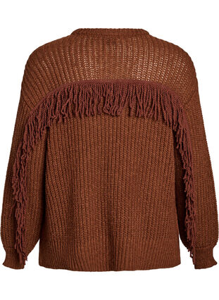 ZizziGebreide blouse met franjes aan de achterkant, Tiramisu, Packshot image number 1