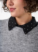 Kraaginzet met rhinestones en knopen, Zwart, Model image number 1