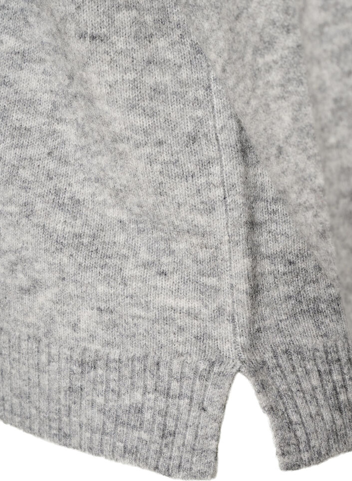 Losse gebreide blouse met alpaca en wol, Grijs, Packshot image number 3