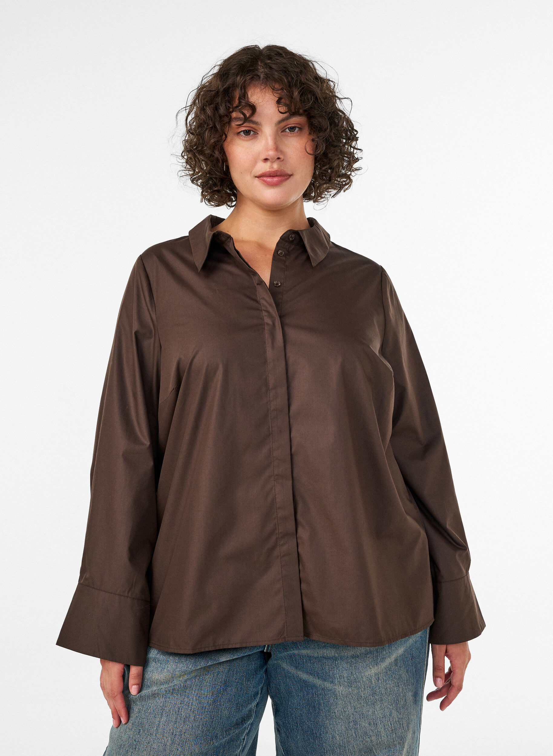 Shirt met decoratief detail op de rug, Bruin, Model