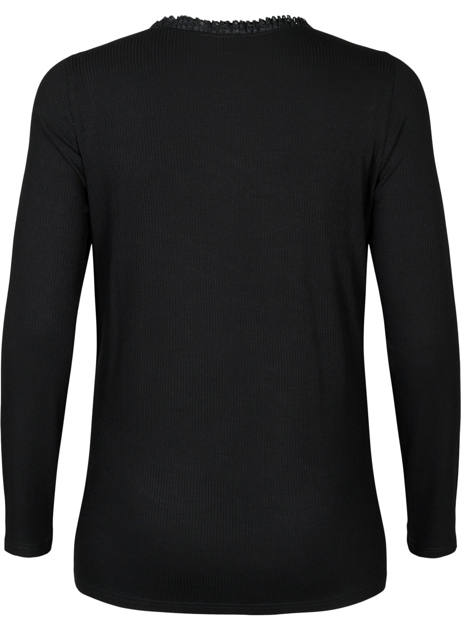 ZizziZwangerschapsblouse met kant en lange mouwen, Zwart, Packshot image number 1