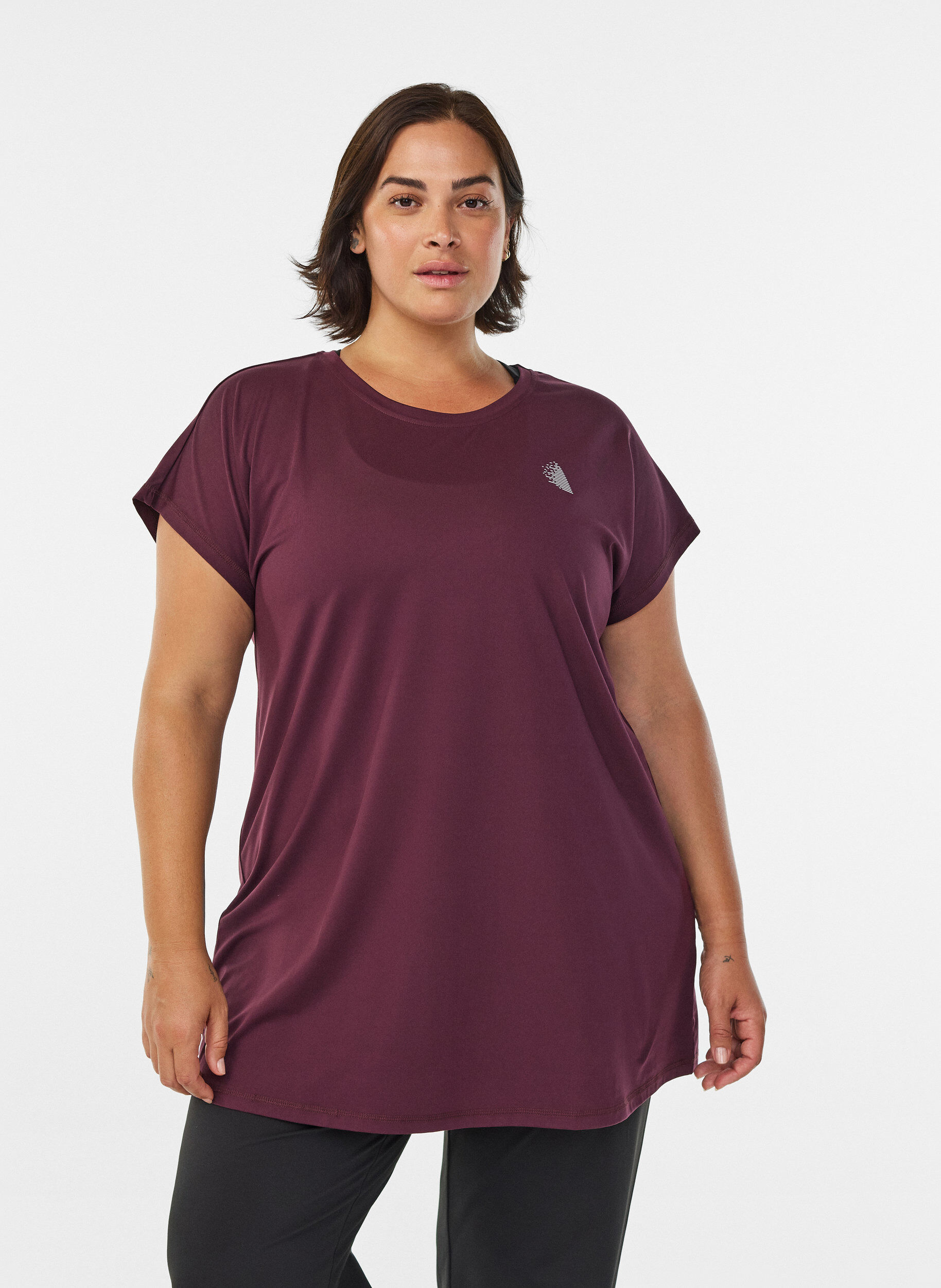 T-shirt long de sport, Bordeaux, Model