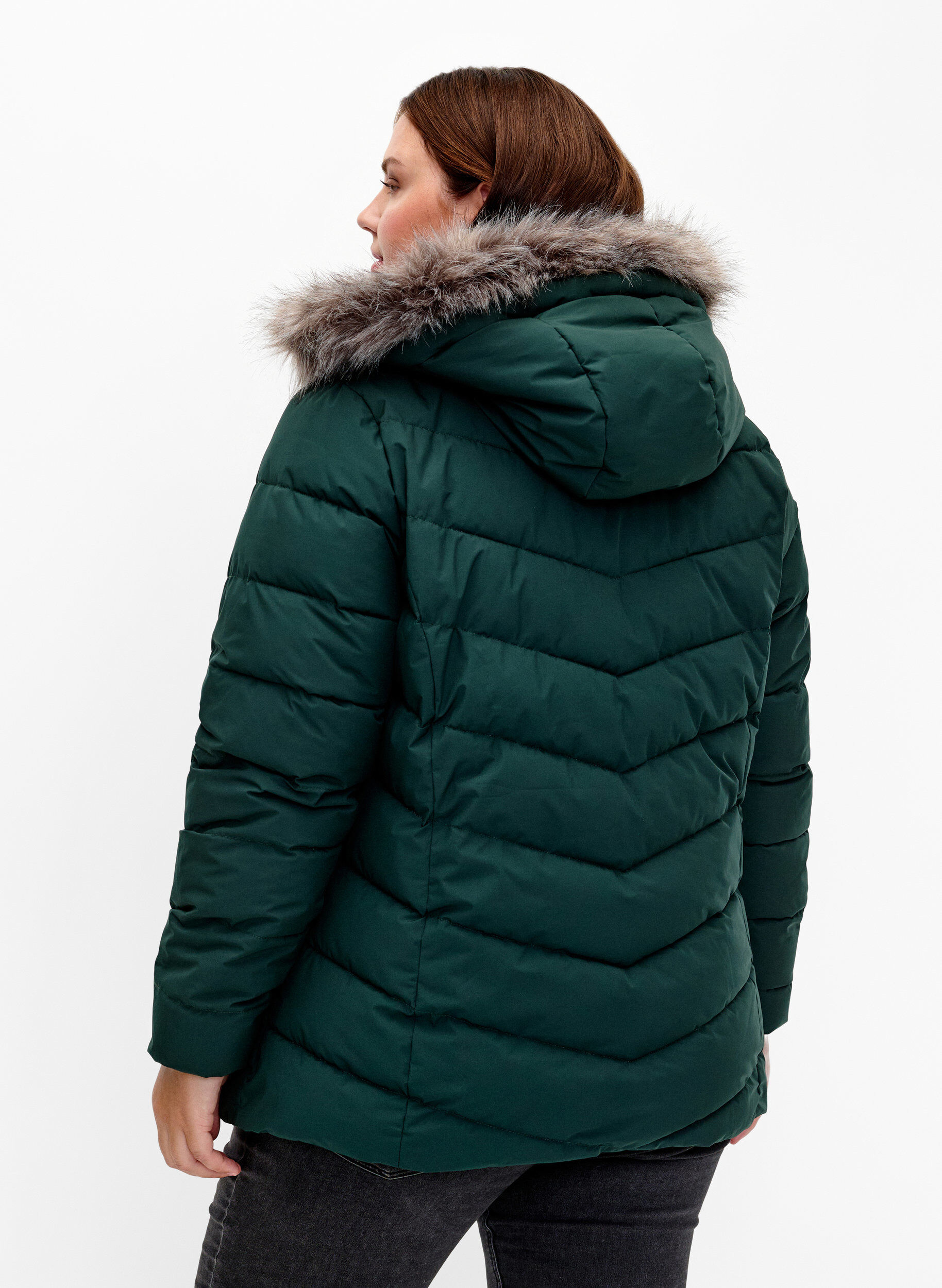 ZizziKort pufferjack met capuchon, Groen, Model image number 2