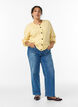 Vest van ribtricot met knopen, Geel, Model image number 1