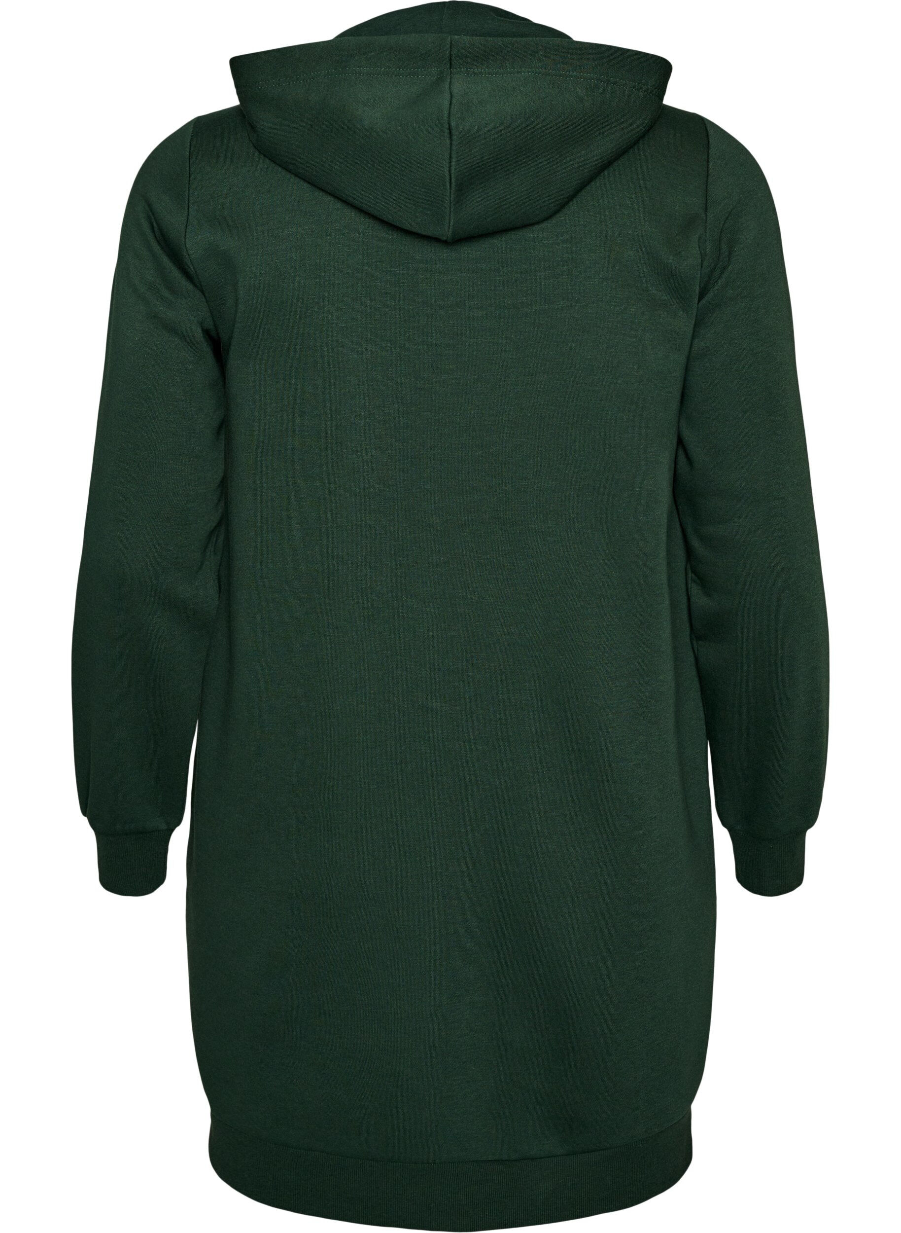 ZizziLange hoodie met ritssluiting en zakken, Groen, Packshot image number 1
