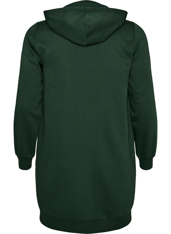 Lange hoodie met ritssluiting en zakken, Groen, Packshot image number 1