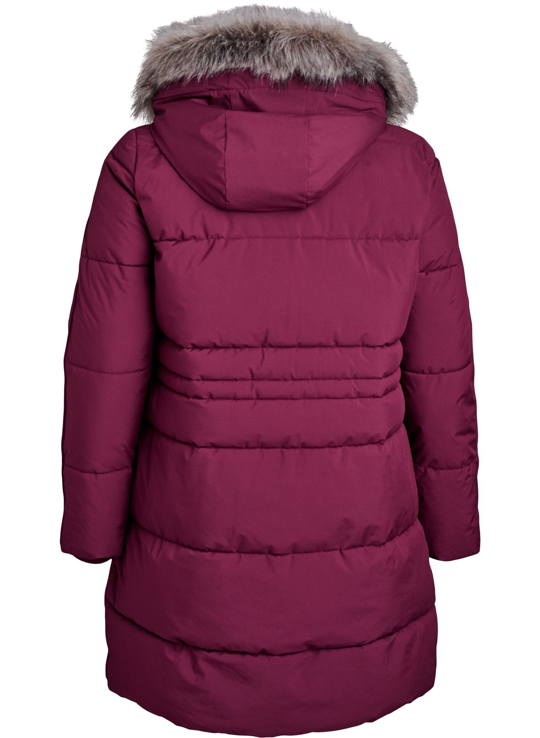 ZizziWaterafstotende parka met imitatiebontkraag, Donker Bordeaux, Packshot image number 1