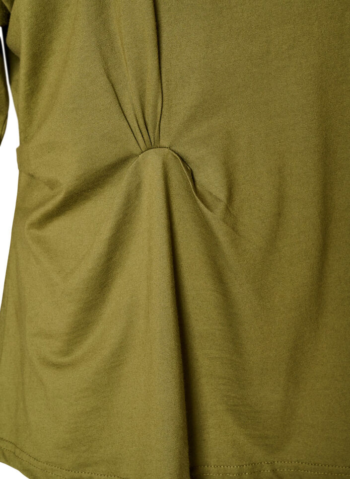 T-shirt met gedrapeerd detail, Groen, Packshot image number 3