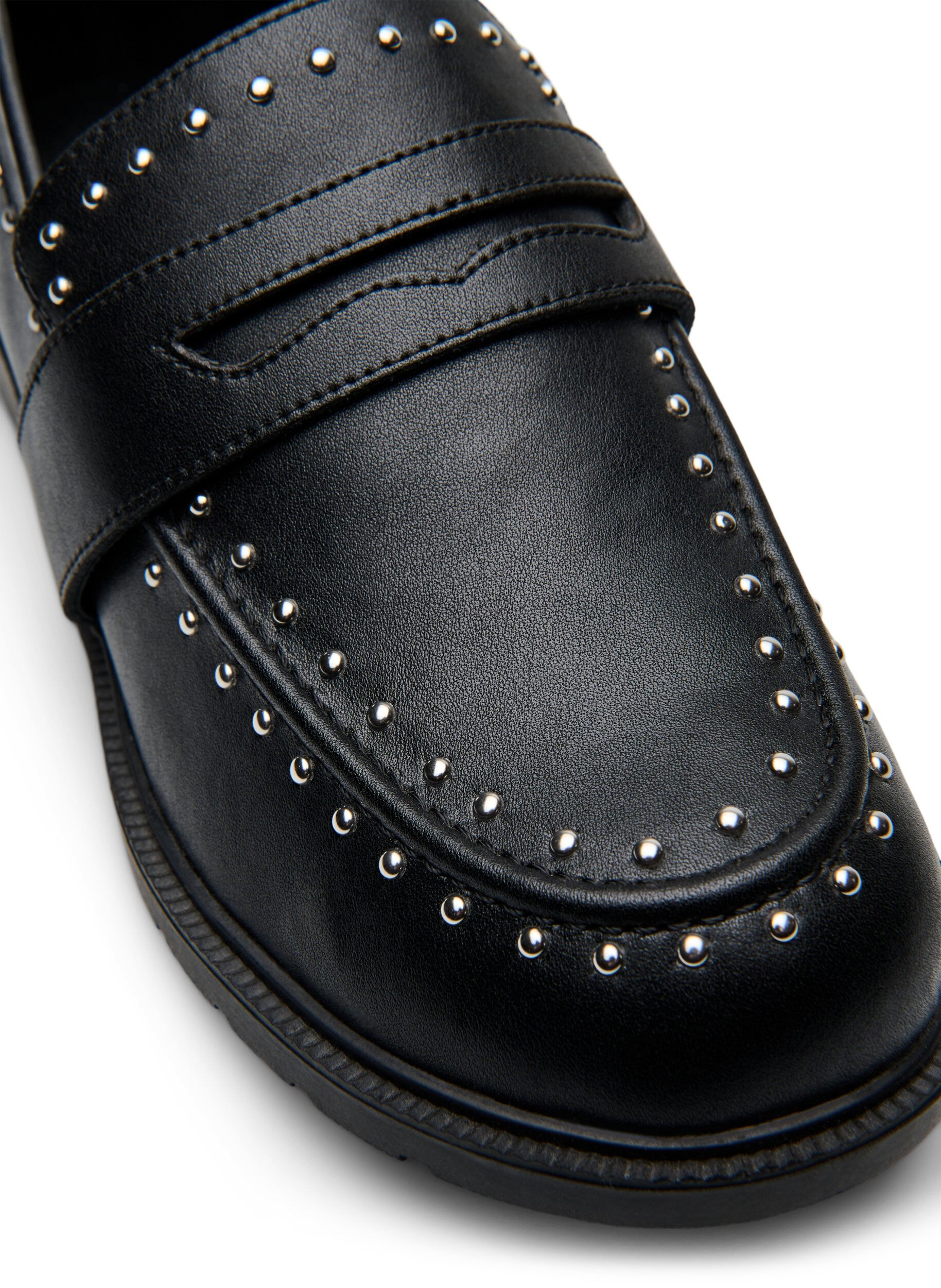 ZizziWide fit - Leren loafers met studs, Zwart, Packshot image number 3