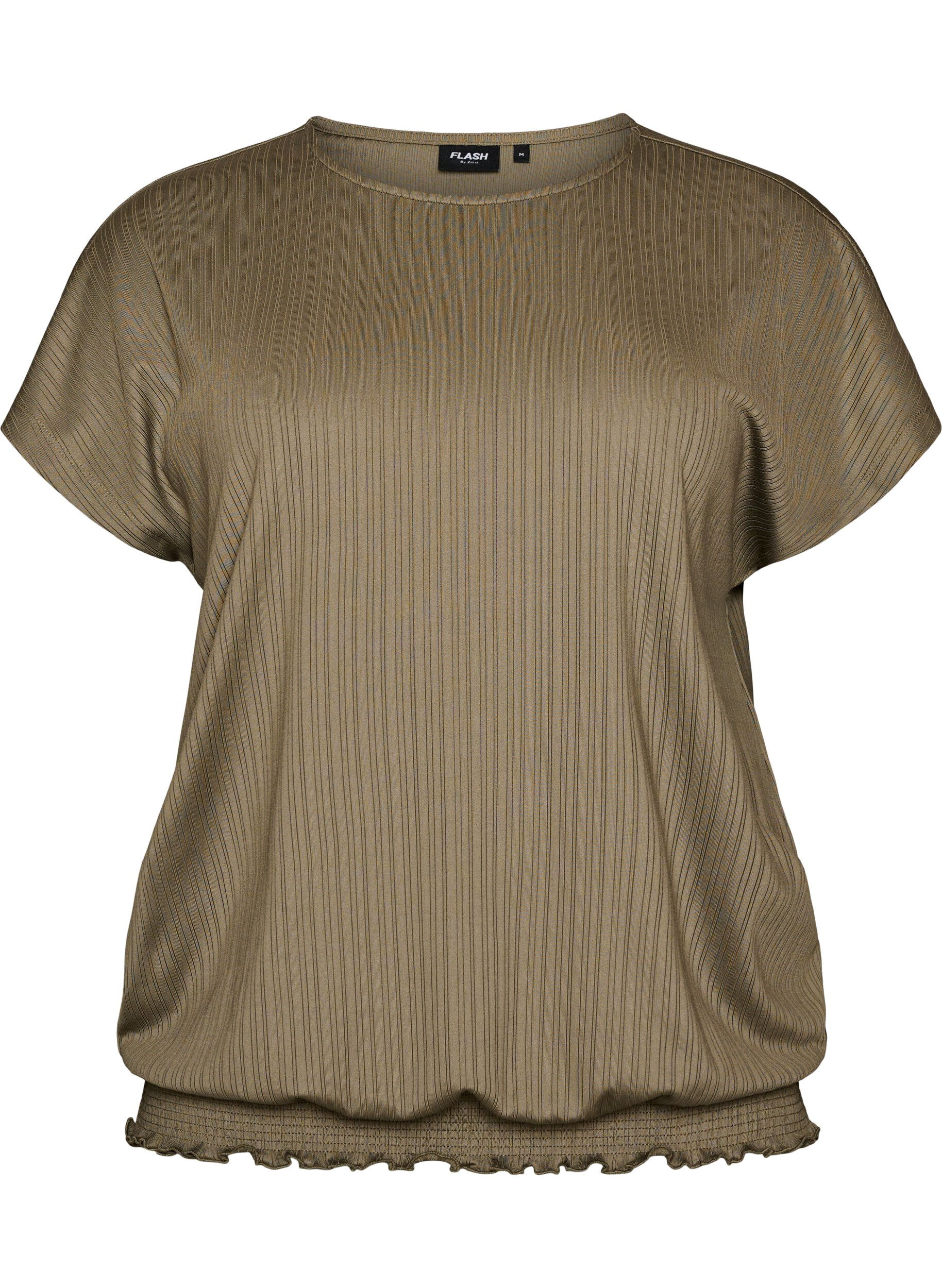 FLASH - Jersey blouse met gestructureerde strepen en een gesmokte zoom