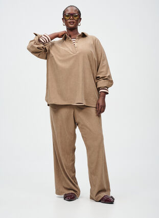 ZizziFluwelen broek met wijde pijpen, Caribou, Image image number 0