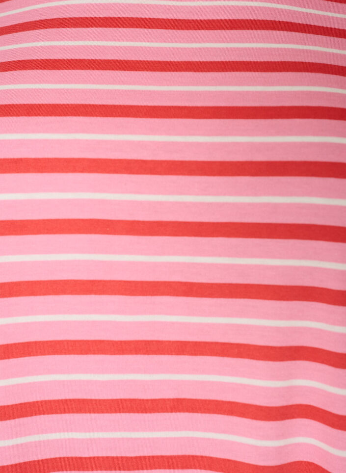 Lang oversized gestreept T-shirt in biologische katoen, Roze, Packshot image number 2