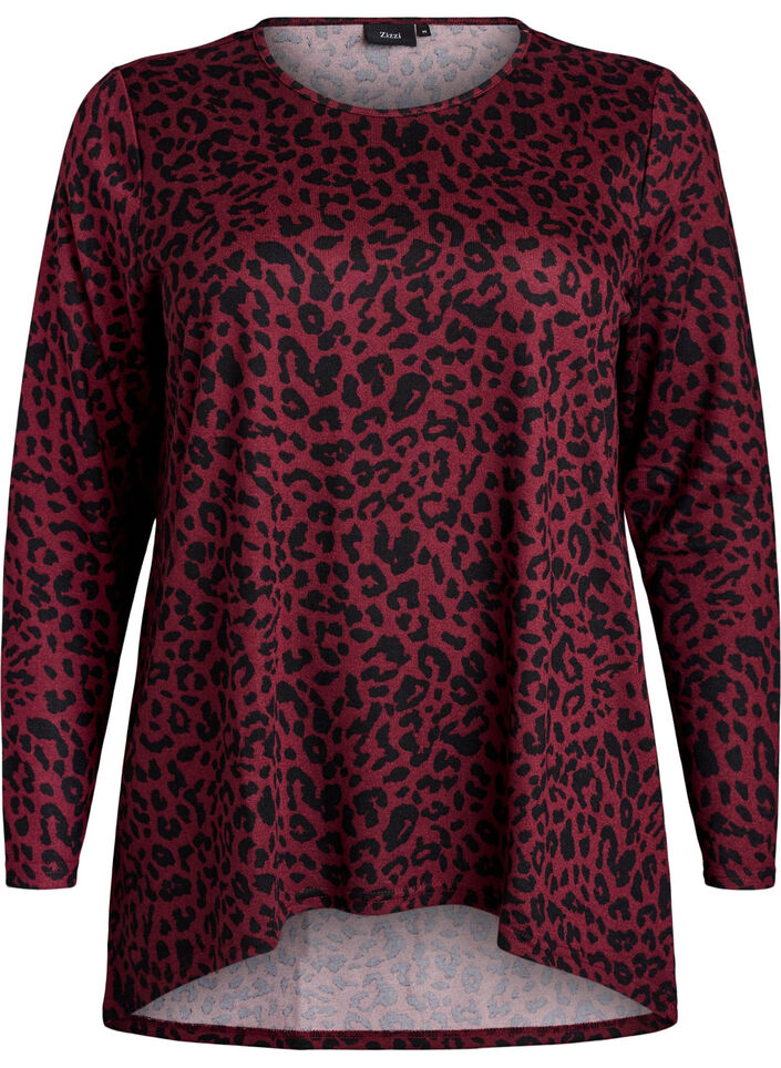 Gedessineerde blouse met lange mouwen, Donker Bordeaux, Packshot image number 0