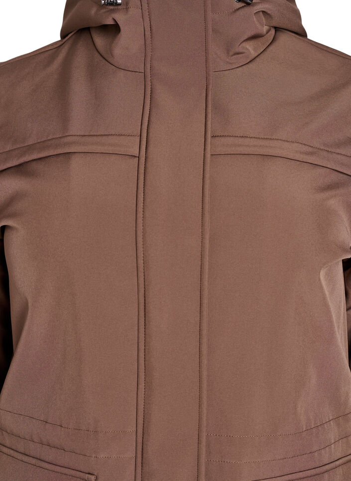Waterafstotende softshell-jas met gewatteerde voering, Bruin, Packshot image number 2