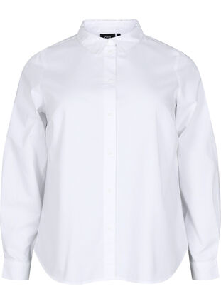 ZizziKatoenen overhemd met lange mouwen, Bright White, Packshot image number 0