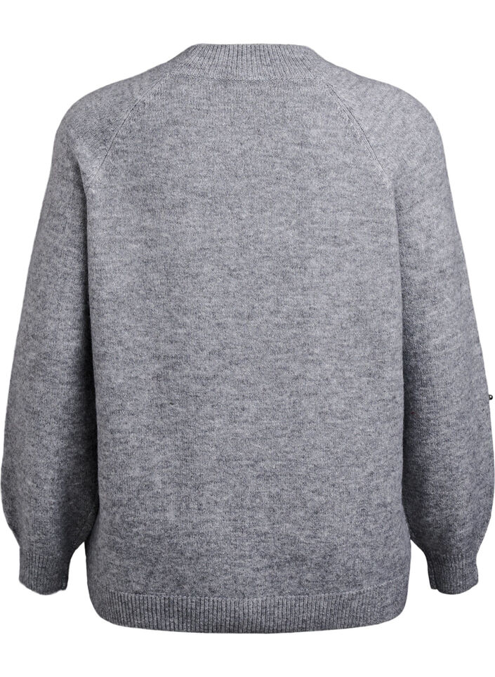 Trui met parelborduursel, Grijs, Packshot image number 1