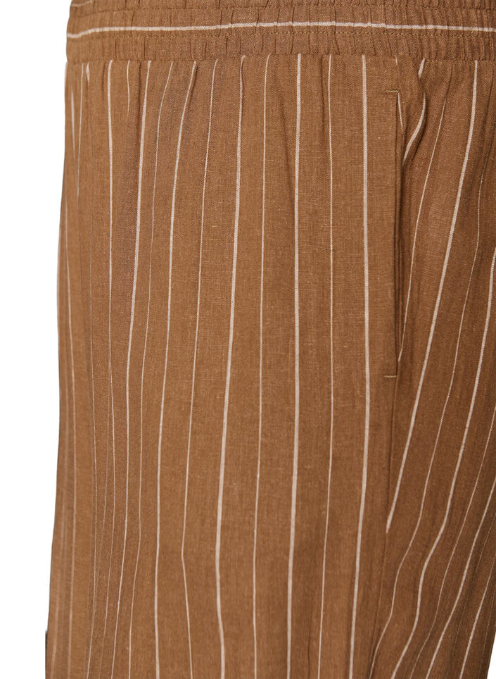 Wijde linnen en viscose broek, Bruin, Packshot image number 2