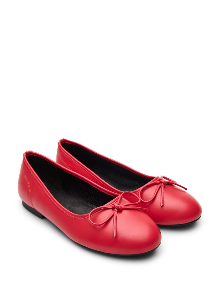 Wide fit - Ballerina met strikje, Rood, Packshot image number 1