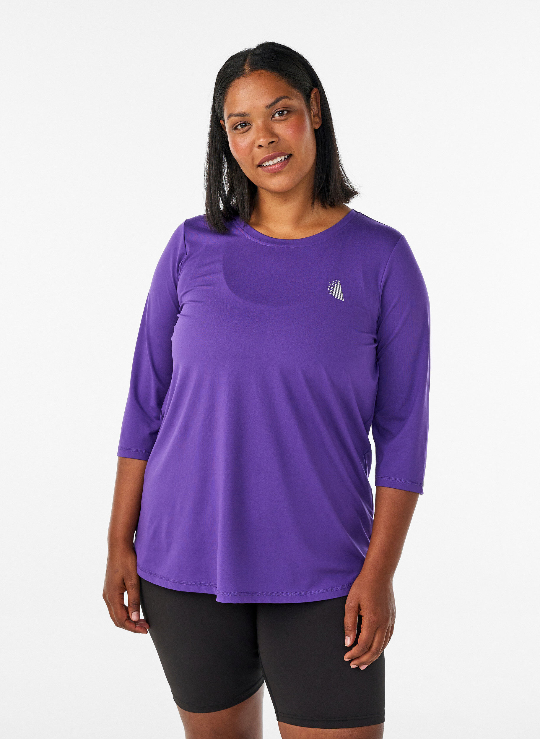 Sporttop met 3/4 mouwen, Paars, Model