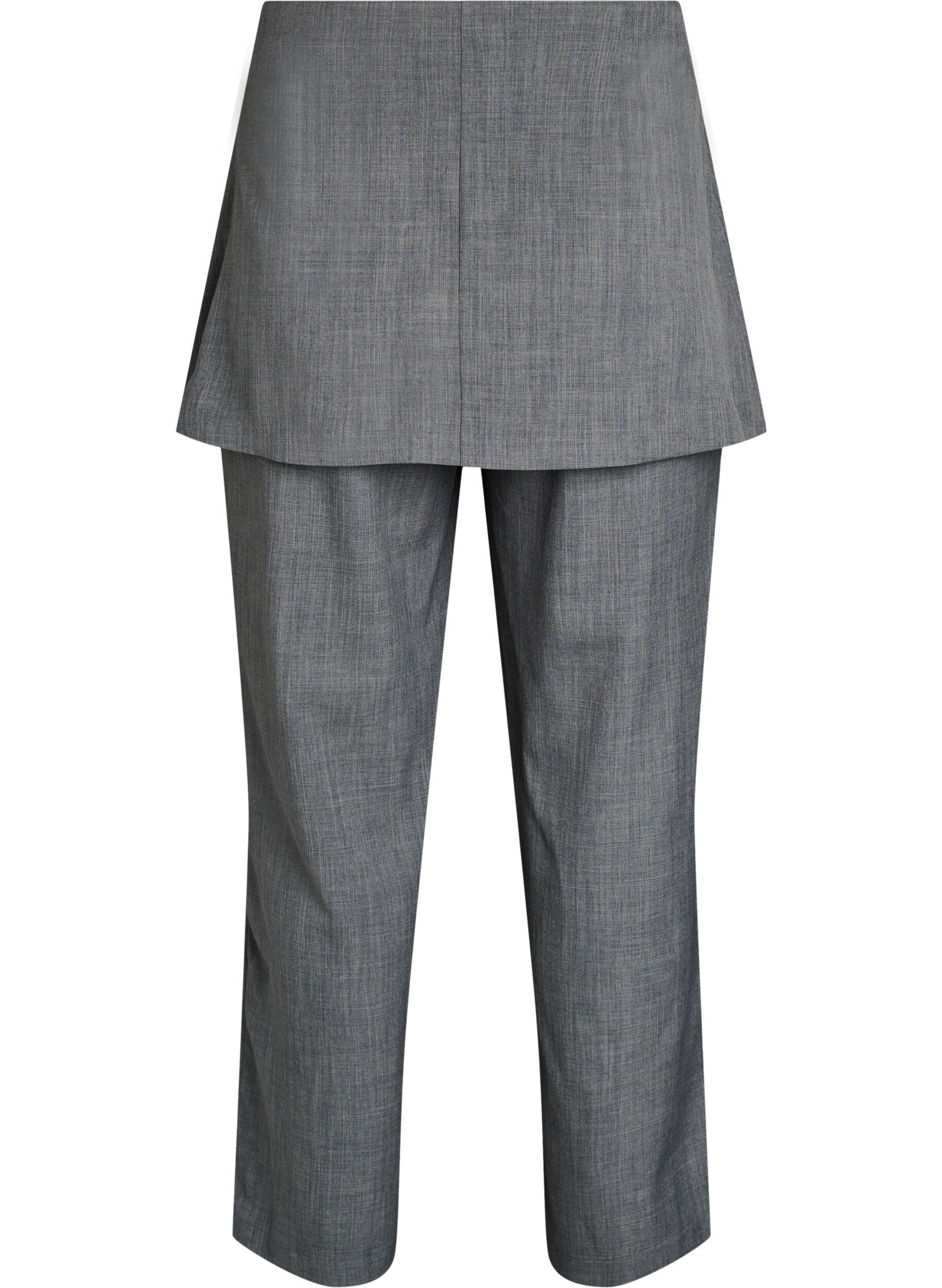 ZizziStraight-fit broek met rok, Grijs, Packshot image number 1