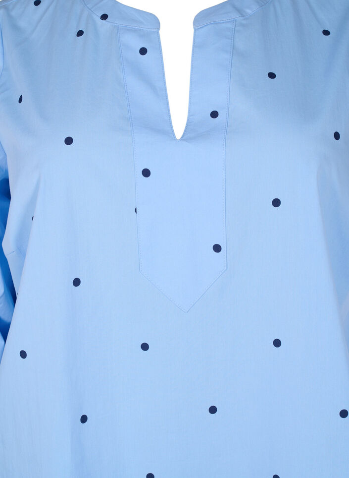 Jurk met polka dots en lange mouwen, Blauw, Packshot image number 2